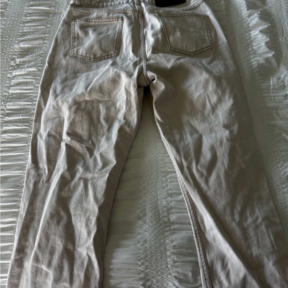 Reclaimed Vintage Cream Colored Straight Leg Jeans